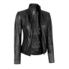 Women Black Leather Biker Jacket