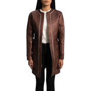Quilted Maroon Leather Coat