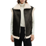 Black Shearling Leather Vest
