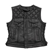 Womens Quilted Black Leather Vest