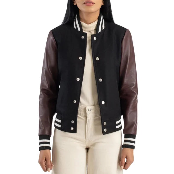 Maroon & Black Hybrid Varsity Jacket