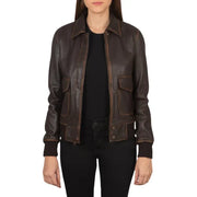Brown Leather Bomber Jacket
