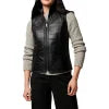 Womens Black Casual Leather Vest