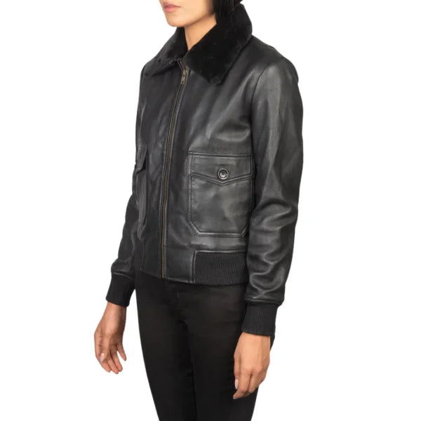Black Bomber Leather Jacket