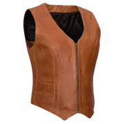 Leather Vest For Women Brown