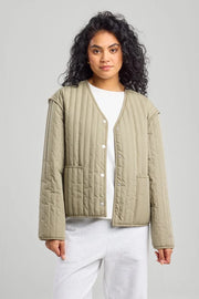 Quilted Lightweight Snap Button Jacket