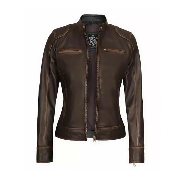 Distressed Moto Womens Jacket