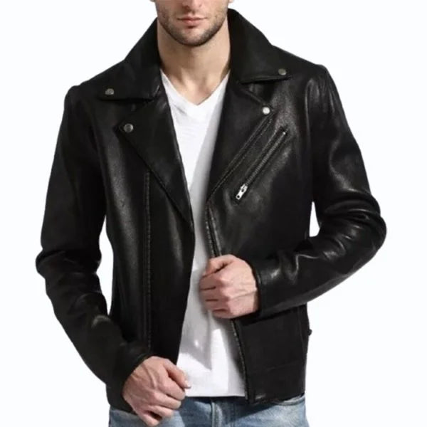 Black Lambskin Leather Mens Jackets