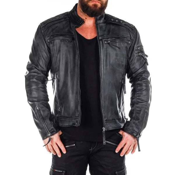 Black Quilted Leather Jacket