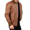 Bomia Ma-1 Brown Leather Bomber Jacket