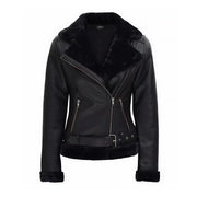 Black Leather Peplum Jacket