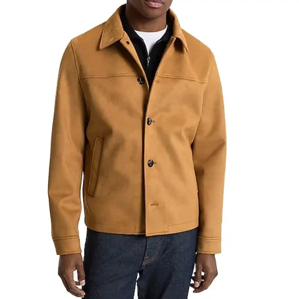 Faux Suede Button Down Jacket