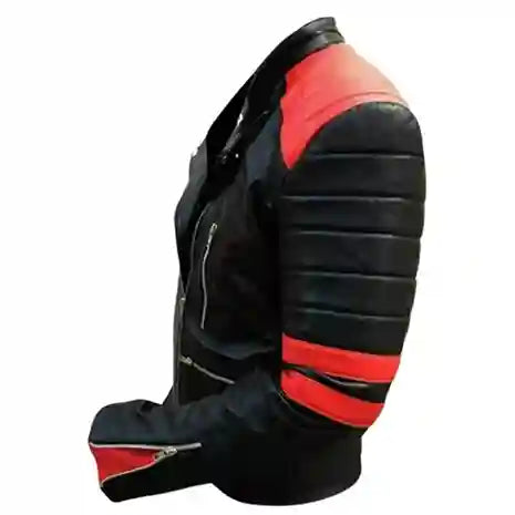 Vintage Red and Black Leather Motorcycle Jacket for Men
