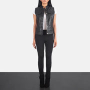 Women 27s Rayne Moto Black Leather Vest