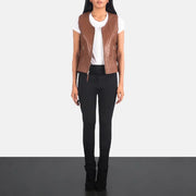 Women 27s Vanda Brown Leather Biker Vest
