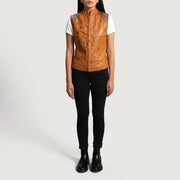 Women 27s Westina Tan Dye Leather Vest