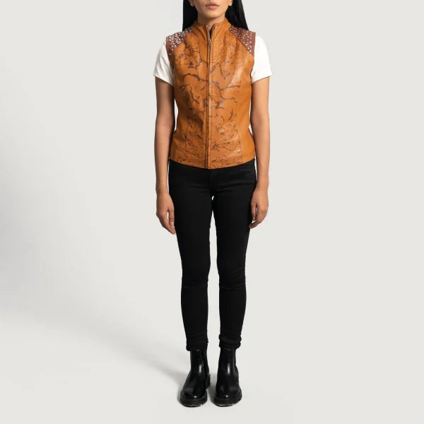 Women 27s Westina Tan Dye Leather Vest