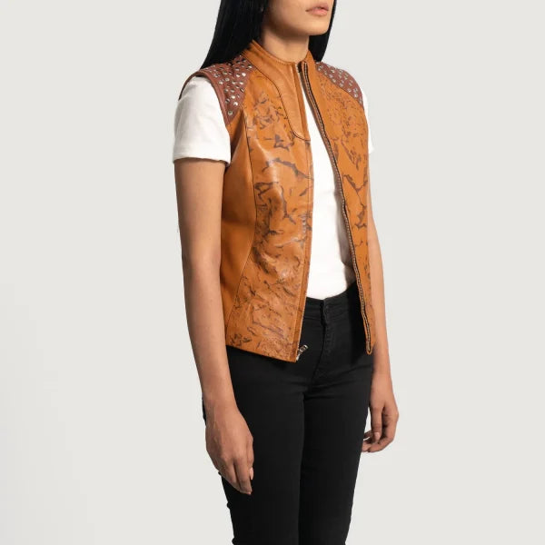 Women 27s Westina Tan Dye Leather Vest