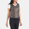 Women 27s Vanda Distressed Brown Leather Biker Vest