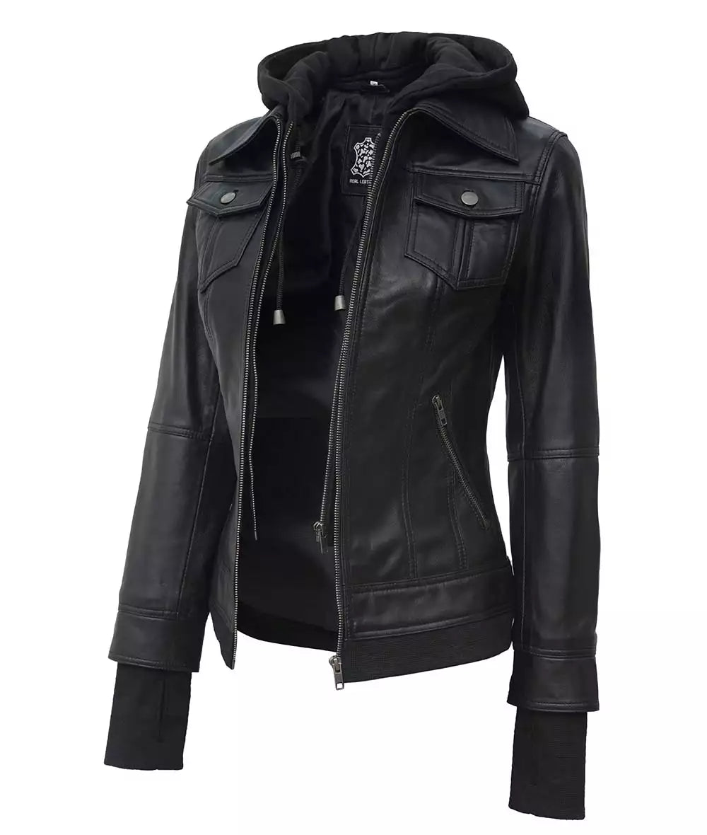 Womens Leather Bomber Jacket