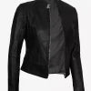 Women Black Leather Biker Jacket