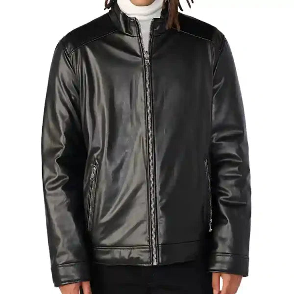 Faux Leather Reversible Puffer Jacket