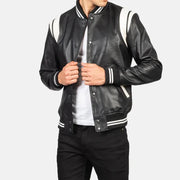 Dantee Black Leather Varsity Jacket