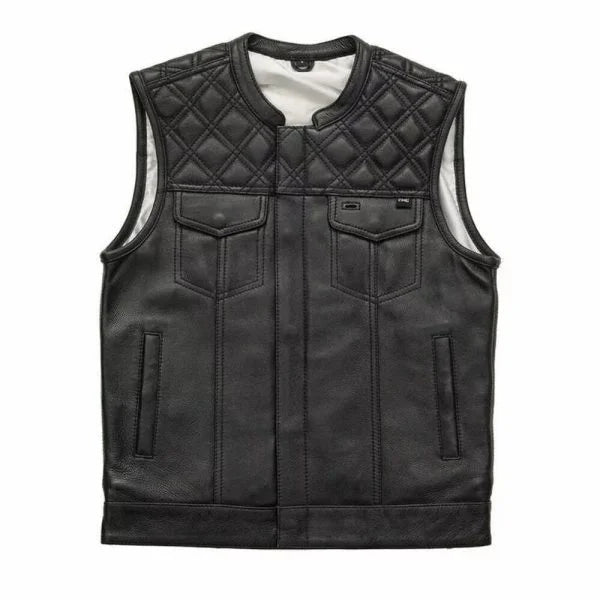 Classic Black Motorcycle Leather Vest
