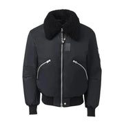 Black Shearling Collar Bomber Jacket