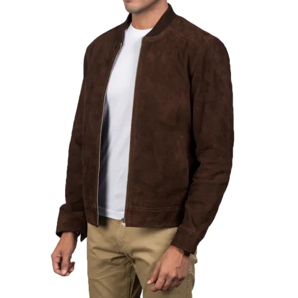 Blain Mocha Suede Bomber Jacket