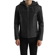 Spratt Black Hooded Leather Jacket